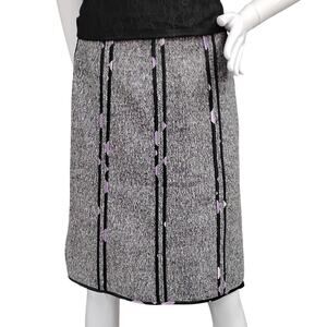 Drama Tweed Pencil Skirt Size 4 Gray and Lilac Fully Lined Side Zipper Panels